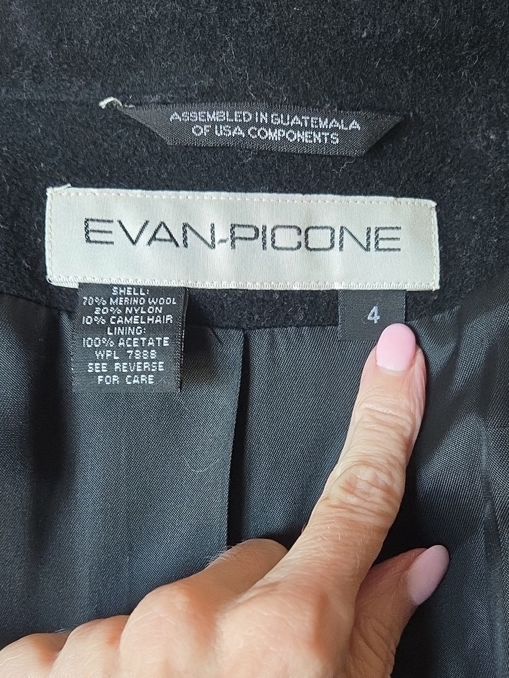 Evan Picone Wool Pea Double Breasted Coat Size 4 - Picture 3 of 4
